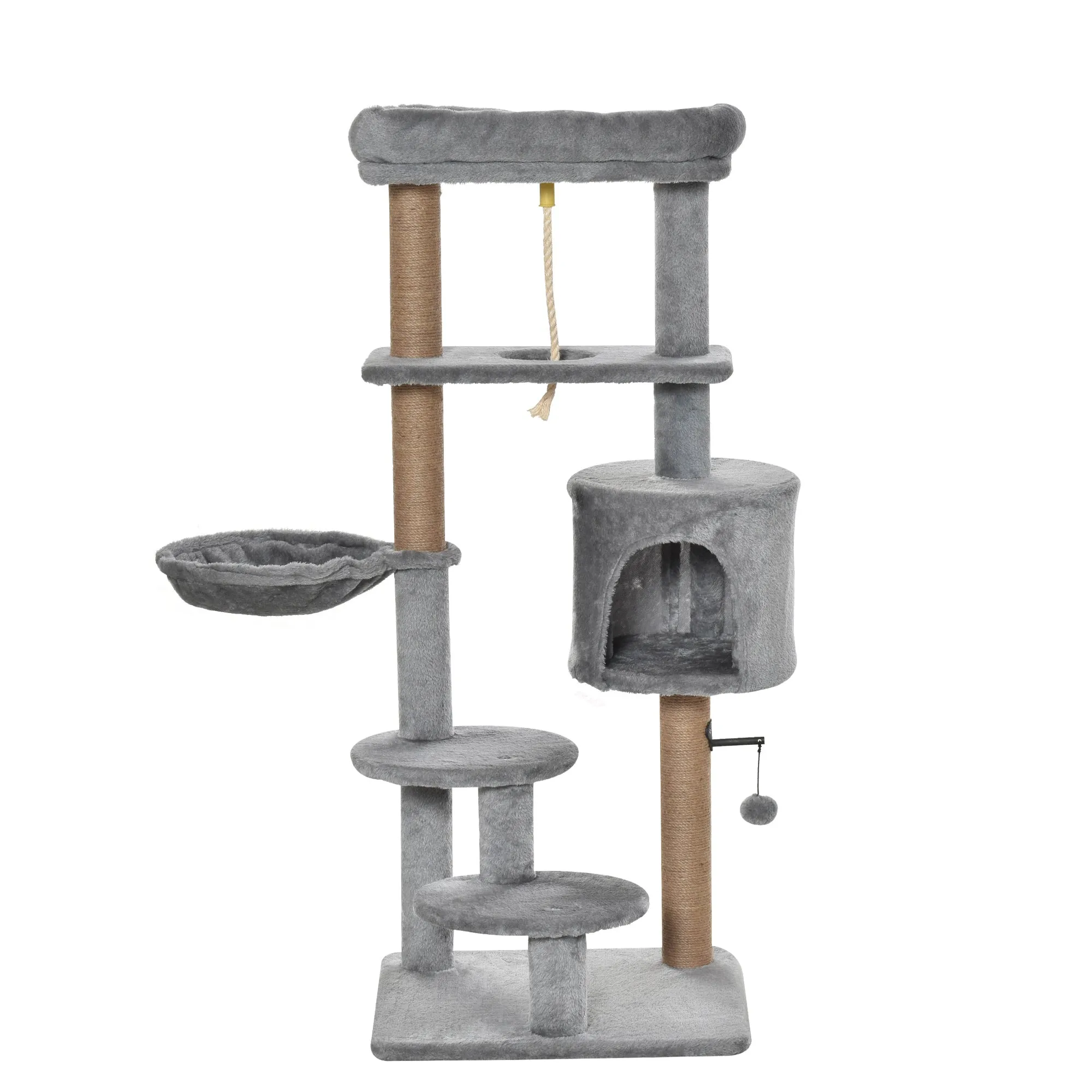 PawHut Cat Tree Climbing Kitten Activity Center 48 x 48 x 120cm Light Grey