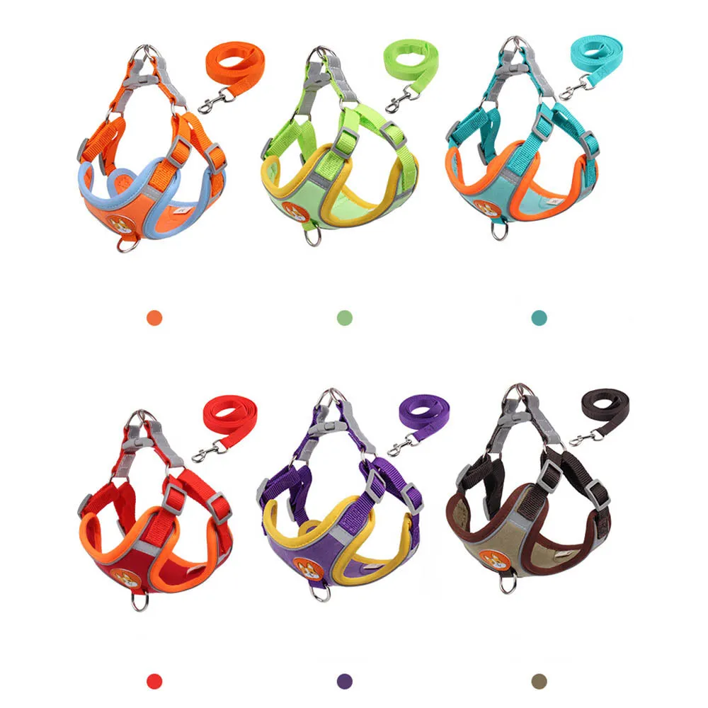 PAWS ASIA Factory Suede Luxury Pets Accessories Reflective Dog Harness And Leashes Chest Set
