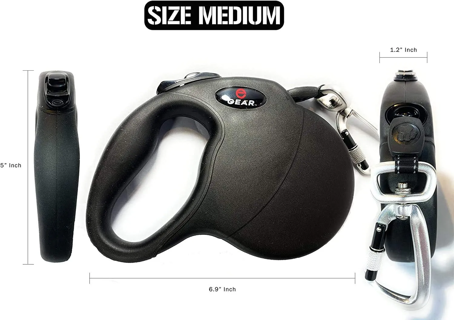 Retractable Dog Leash for Large and Medium Dogs with Locking Carabiner | Heavy Duty 16 ft Strong Reflective Polyester Webbing, 1-Button Break & Lock, Anti-Slip Handle, Tangle Free