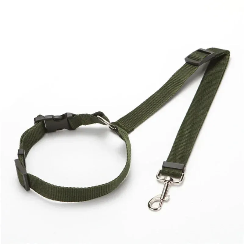 Solid Color Two-in-One Pet Car Seat Belt | Nylon Lead Leash Backseat Safety Belt | Adjustable Dog Harness Collar | Pet Accessories