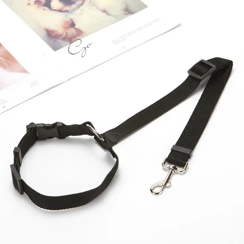 Solid Color Two-in-One Pet Car Seat Belt | Nylon Lead Leash Backseat Safety Belt | Adjustable Dog Harness Collar | Pet Accessories