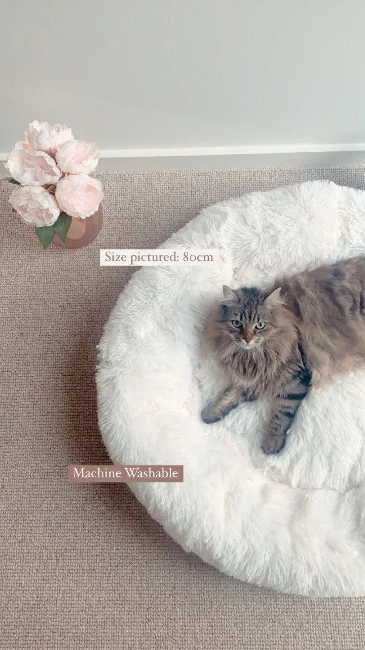 Soothing Calming Donut Pet Bed in White