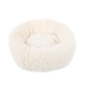 Soothing Calming Donut Pet Bed in White