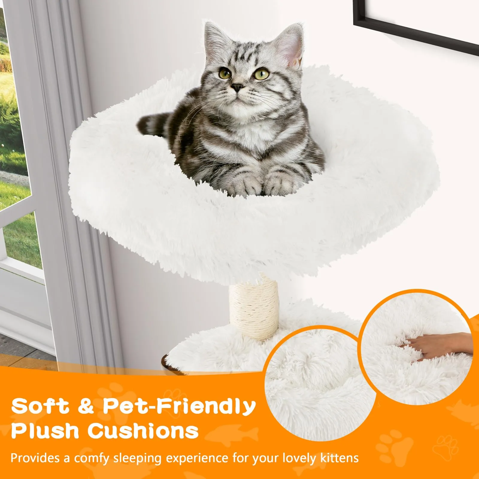 Tangkula Modern Wood Cat Tree, 69-Inch Cat Tower with Multi-Layer Platform