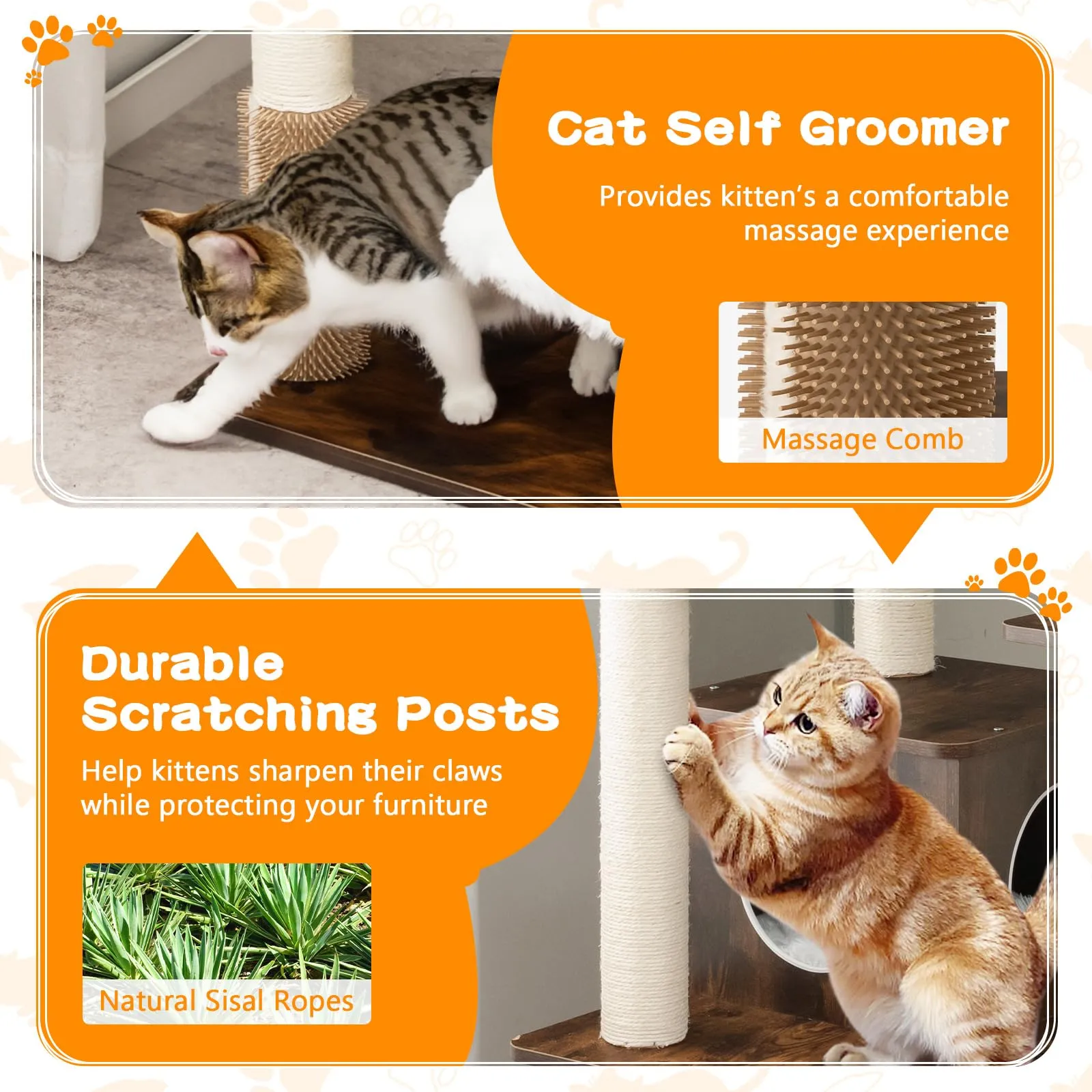Tangkula Modern Wood Cat Tree, 69-Inch Cat Tower with Multi-Layer Platform