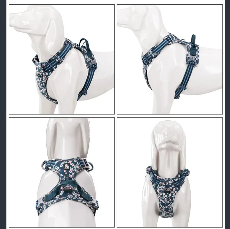 Truelove No-Pull Floral Pet Harness for Cats and Dogs - Breathable, Reflective, and Soft