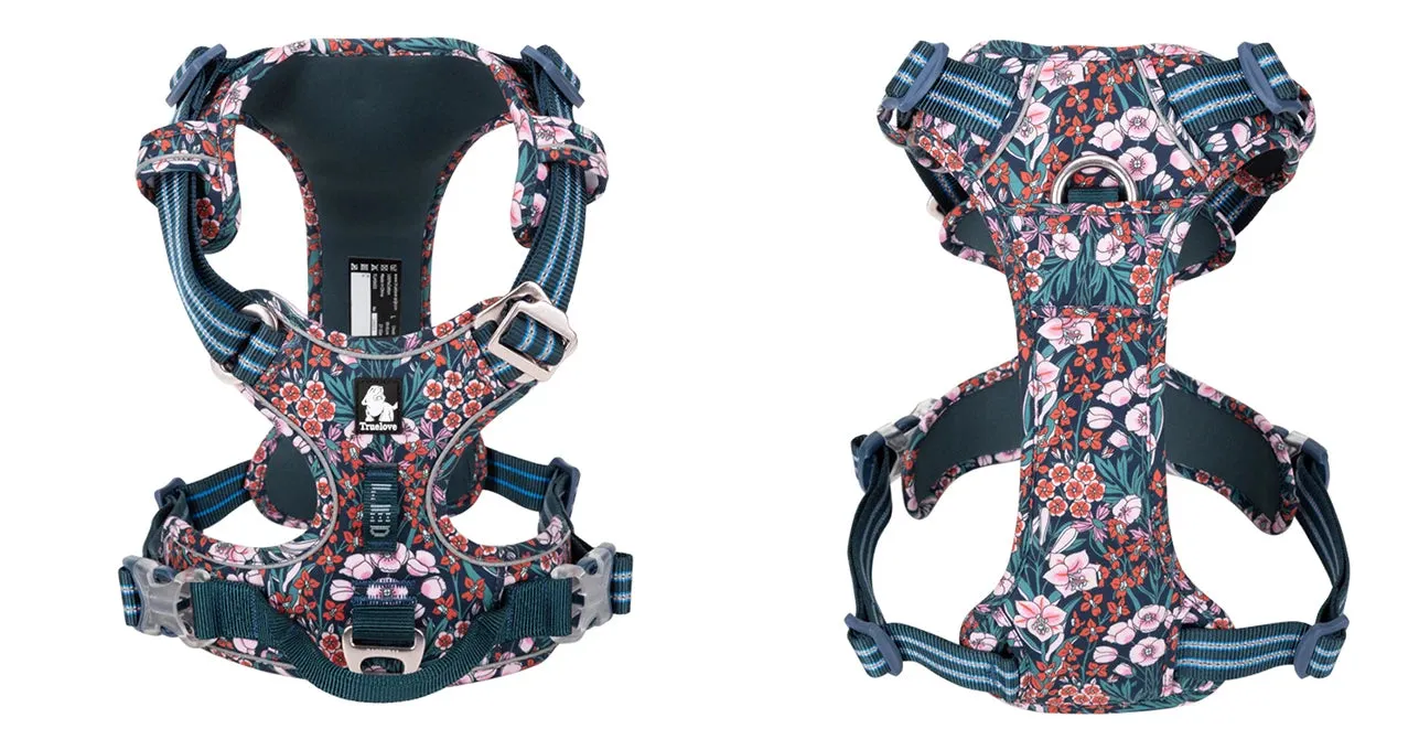 Truelove No-Pull Floral Pet Harness for Cats and Dogs - Breathable, Reflective, and Soft