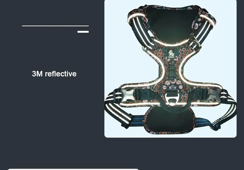 Truelove No-Pull Floral Pet Harness for Cats and Dogs - Breathable, Reflective, and Soft