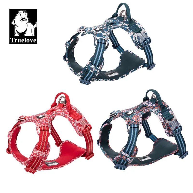 Truelove No-Pull Floral Pet Harness for Cats and Dogs - Breathable, Reflective, and Soft