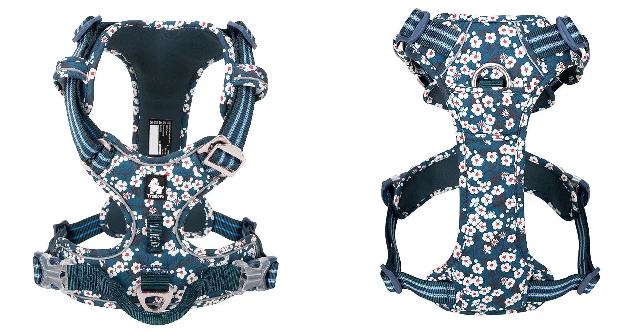 Truelove No-Pull Floral Pet Harness for Cats and Dogs - Breathable, Reflective, and Soft