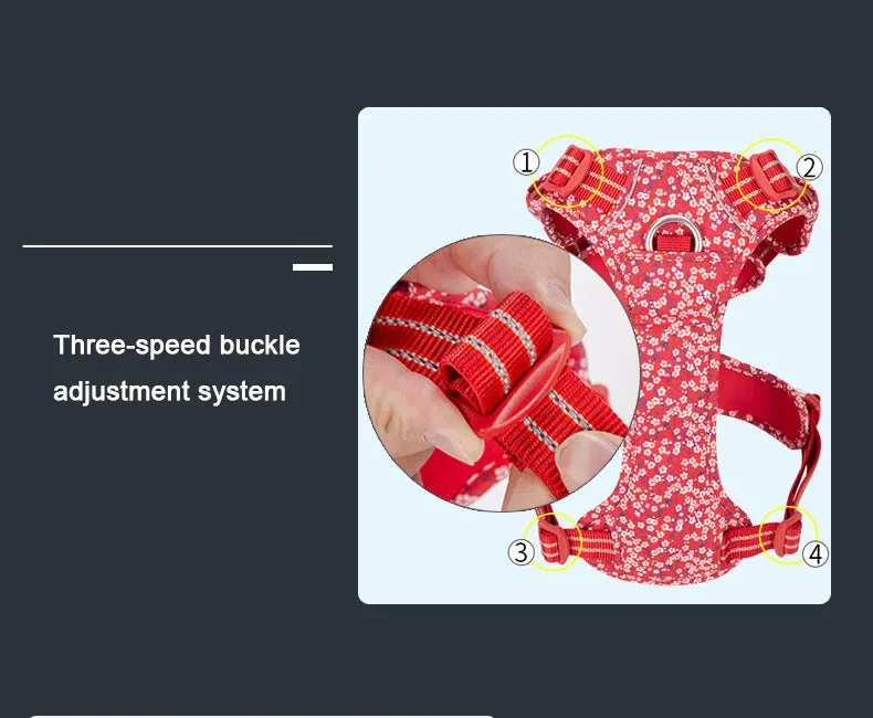 Truelove No-Pull Floral Pet Harness for Cats and Dogs - Breathable, Reflective, and Soft