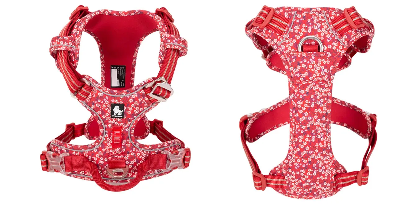 Truelove No-Pull Floral Pet Harness for Cats and Dogs - Breathable, Reflective, and Soft