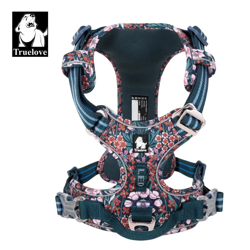 Truelove No-Pull Floral Pet Harness for Cats and Dogs - Breathable, Reflective, and Soft