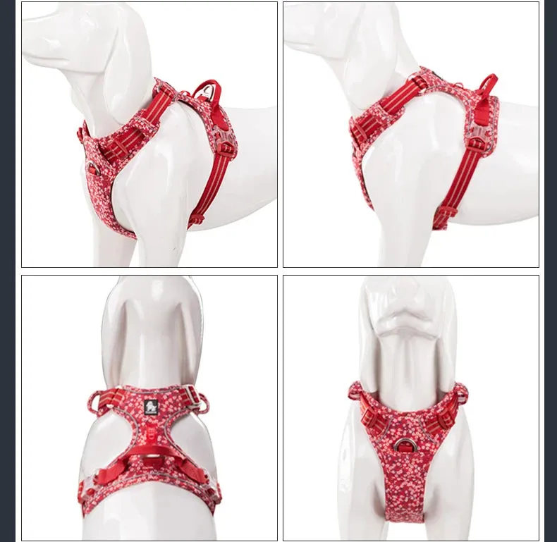 Truelove No-Pull Floral Pet Harness for Cats and Dogs - Breathable, Reflective, and Soft