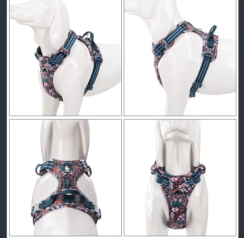Truelove No-Pull Floral Pet Harness for Cats and Dogs - Breathable, Reflective, and Soft