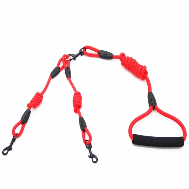 Walk 2 two dogs one leash  Nylon No Tangle Pet Leash for dog & cat Running or Training Collar or  Harness