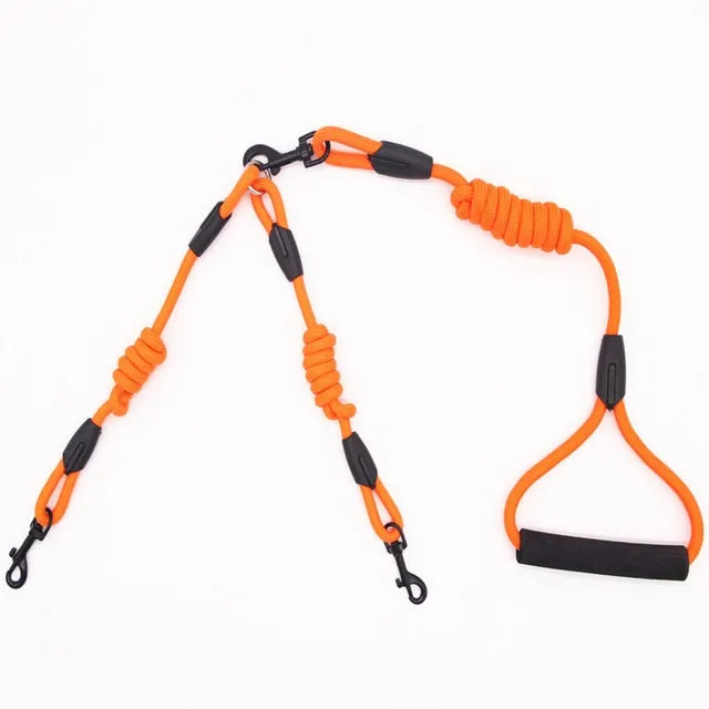 Walk 2 two dogs one leash  Nylon No Tangle Pet Leash for dog & cat Running or Training Collar or  Harness