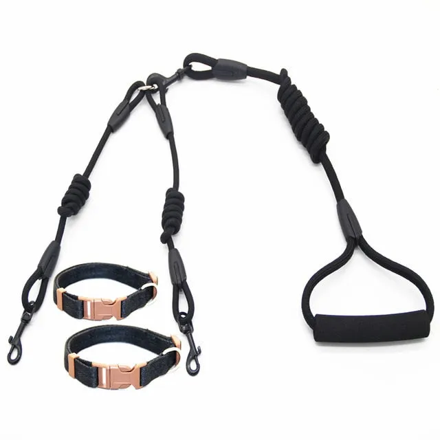 Walk 2 two dogs one leash  Nylon No Tangle Pet Leash for dog & cat Running or Training Collar or  Harness