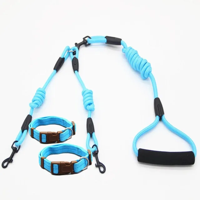 Walk 2 two dogs one leash  Nylon No Tangle Pet Leash for dog & cat Running or Training Collar or  Harness