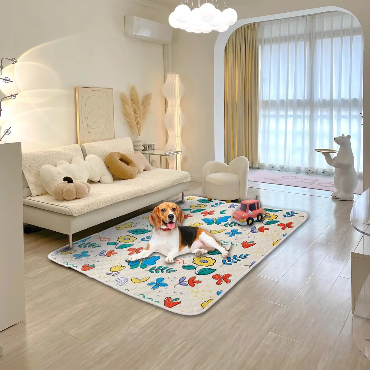 Washable Puppy Pads for Dog, Nakpputt (2 Packs 34"X36") Wee Wee Pads for Dogs Potty Training for Dogs Washable Reusable Dog Pee Pads Pet Training Pads Non Slip Mat Rug Highly Absorbent Flower